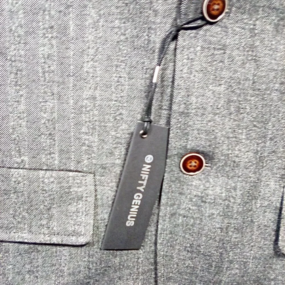 NWT Nifty Genius Jacket Mens Small Grayong Sleeve Kurt Notched Lapel Blazer